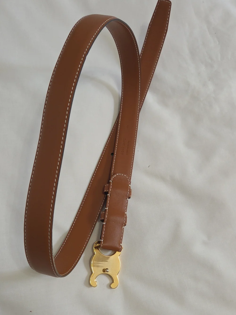 Celine Triomphe Belt Camel Brown Leather 85cm